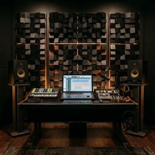 Professional music recording studio with soundproofing
